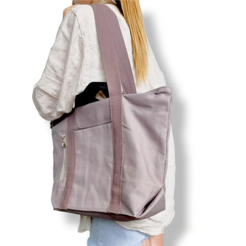 Zippered Tote bag pattern with 2 pockets image 5