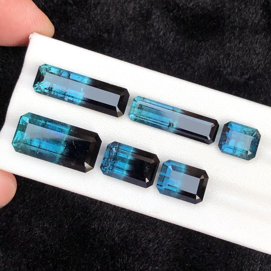 35.3ct Bi-color Tourmaline Gemstone Lot | Emerald Cut, Untreated - Etsy