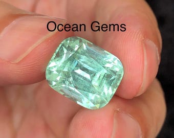 12.8ct Icy Seafoam Blue Tourmaline Cushion: Natural Afghan Gemstone