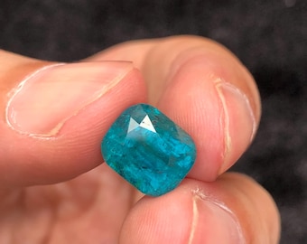 6.1ct Neon Blue Tourmaline | Afghan Cushion Cut Loose Gemstone