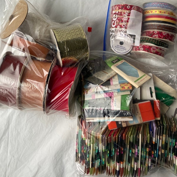 Huge Lot, Vintage Sewing Supplies, Thread, Lace, Ribbon, Velvety, Buttons, Trim, Embroidered Jacquard, Hem Facing, Bias Tape & More+++++