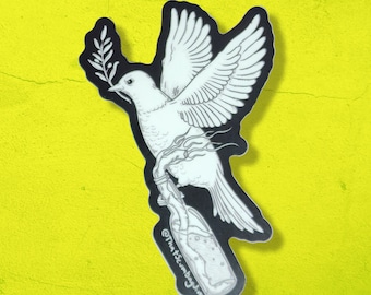 Fight For Peace, No War but Class War.   Weatherproof Vinyl Sticker for Laptops, Water Bottles, and More