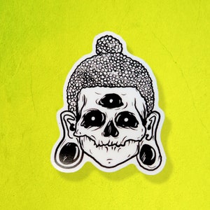 Buddha Skull with Third Eye Sticker - Spiritual Decor for Your Car, Laptop or Water bottle. Durable Vinyl, Weather-Resistant, Easy to Apply&quot;