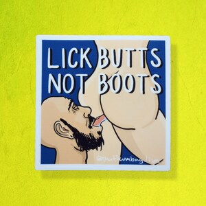 Lick butts not boots sticker. ACAB 1312, anti boot licker, waterproof, uv rate, defund the police, abolish police, no war but class war