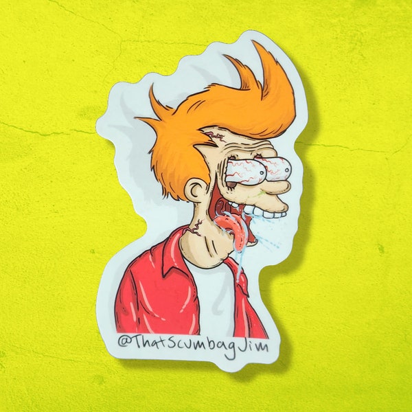 Fry Fink, Futurama fan art. Bug eyed, ed roth style sticker for water bottles, laptops and more