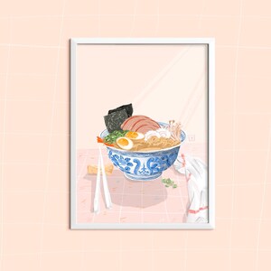RAMEN POSTER - Digital original illustration, ramen bowl japan food, desk decoration, poster, illustration food art Japanese noodle original