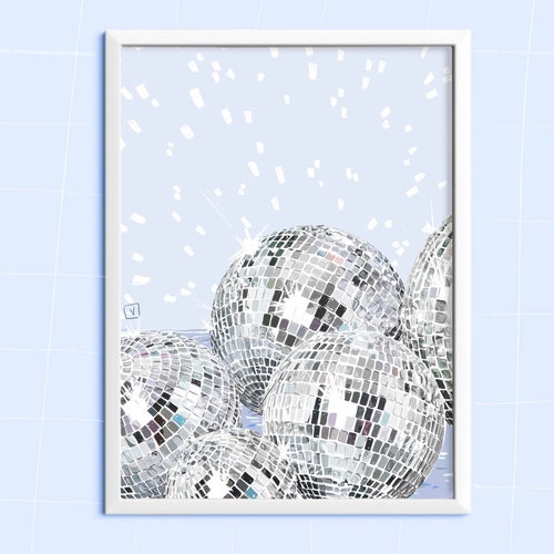 Vintage Disco Ball Poster Etsy