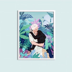 JANE GOODALL POSTER digital download - Feminist, Art Mural feminism art, illustration feminism, portrait monkeys, desk decoration, poster