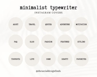 150 Modern Typewriter Word Instagram Highlight Covers | Tan IG Story Icons | Aesthetic Neutral Highlight Buttons | Luxe Insta Story Covers