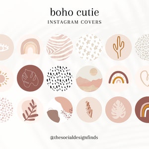 Boho Instagram Highlight Covers | Cute Aesthetic IG Story Icons | Neutral Pink Highlight Buttons | Abstract Pastel Insta Story Covers
