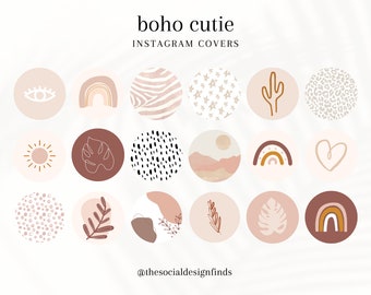 Boho Instagram Highlight Covers | Cute Aesthetic IG Story Icons | Neutral Pink Highlight Buttons | Abstract Pastel Insta Story Covers