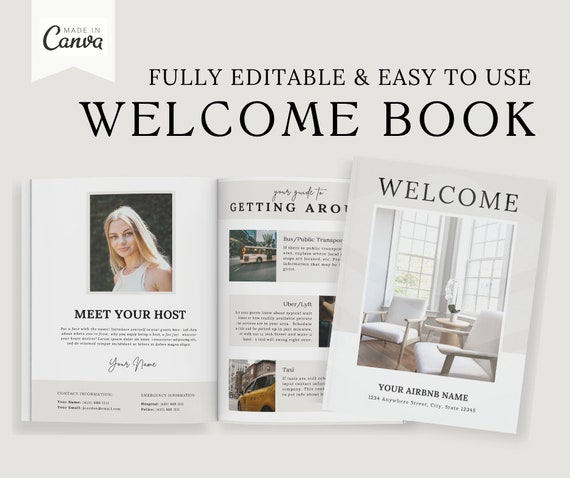 Airbnb Welcome Book Template | Airbnb House Guide Canva | Airbnb Guidebook | Superhost eBook | Customizable House Manual | VRBO Guest Book