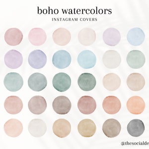 30 Couvertures Boho Instagram Highlight | Icônes d'histoire IG aquarelle | Boutons de surbrillance neutres esthétiques | Couvertures organiques Insta Story