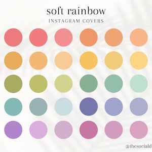 30 Soft Rainbow Instagram Highlight Covers | Muted IG Story Icons | Aesthetic Colorful Highlight Buttons | Pastel Insta Story Covers