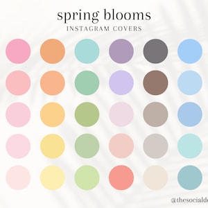 30 colori primaverili Copertine dei punti salienti di Instagram / Icone di evidenziazione colorate / Storia di Instagram / Colori astratti e solidi / Punti salienti della storia IG