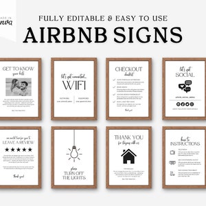 40 Airbnb Signs | Vacation Rental Signs | Wifi Sign | Checkout Instructions | Welcome Signage | Airbnb Host | Customizable Canva Template