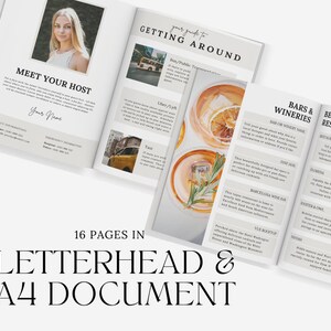 May include: A 16-page guide to getting around a city, with information on transportation, bars, wineries, and restaurants. The guide features a modern design with a beige background and black text.
