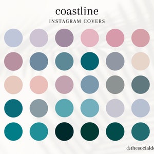 30 Coastline Instagram Highlight Covers | Beach Inspired Color Insta Story | Abstract & Solid Colors | Moody Blue Icons | IG Story Highlight