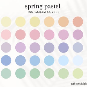 30 Spring Pastel Colors Instagram Highlight Covers | Soft Color Highlight Icons | Solid Color Instagram Story Icons | IG Story Highlights