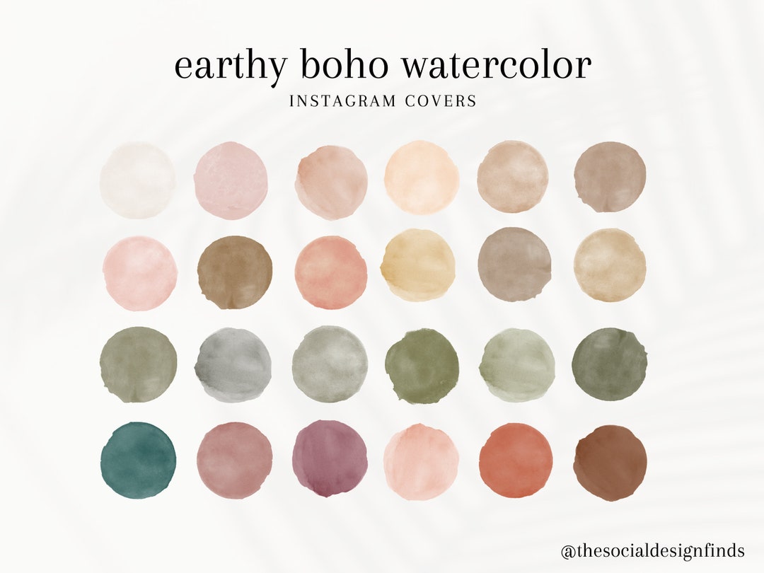 24 Earthy Boho Instagram Highlight Covers | Watercolor IG Story Icons ...
