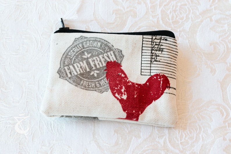 Recycled material zipper coin bag Farm fresh