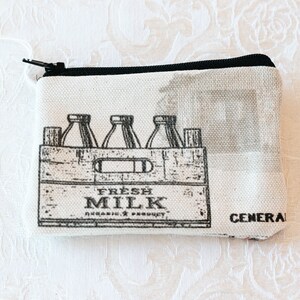 Recycled material zipper coin bag Milk