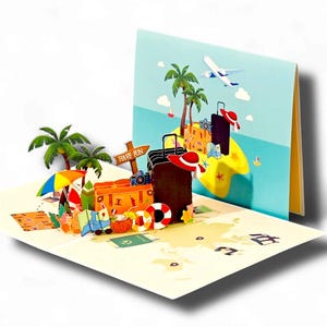 Pop-Up Karte vom Strand: Insel Urlaub, Reise, Flitterwochen