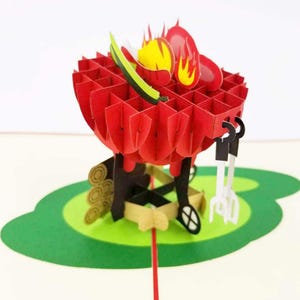 Pop Up Grillkarte - 3D Grillmeister mit Bierkarte zum Abschluss, Vatertag, 4. Juli, Party Einladung, Nach Hause kommen - Weber Kugelgrill