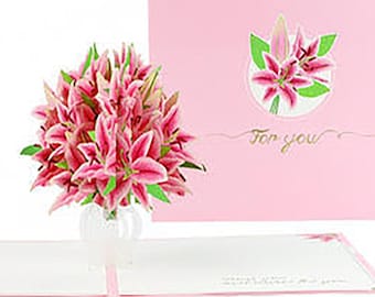 Stargazers ~ Hand Assembled Mother's Day Lilies Pop Up Card