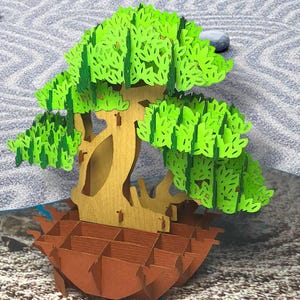 Cartão Pop-up MORIKAMI BONSAI TREE - Árvore da Sabedoria 3D - Cartão de Jardim Zen Japonês - Calma e Harmonia, Amizade Longa, Aniversário, Cartão Memorial