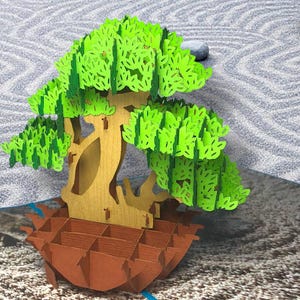 Carte pop-up BONSAI TREE - arbre de la sagesse 3D - carte jardin zen japonais Morikami - calme et harmonie, longue amitié, anniversaire, carte commémorative