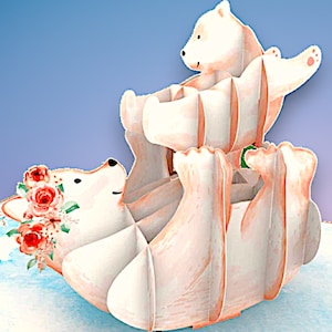 BEAR HUG Pop Up Karte ~ Karte für Mutter und Kind - Glückwunschkarte für neues Baby und Mutter - Muttertag - Babyparty - 3D Karte für Neugeborene