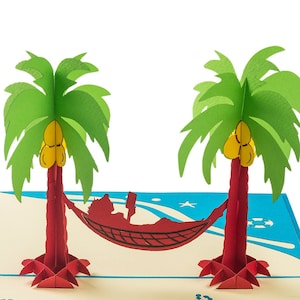 Biglietto pop-up "CHILLAX ON BEACH" - Biglietto per la festa della mamma - Compleanno in spiaggia - Biglietto di laurea - Biglietto per il relax e il benessere - Biglietto di viaggio per le vacanze in 3D