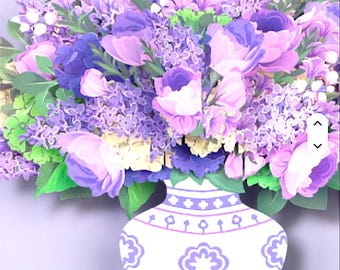 Hydrangeas, Lilacs and Peonies in Vase