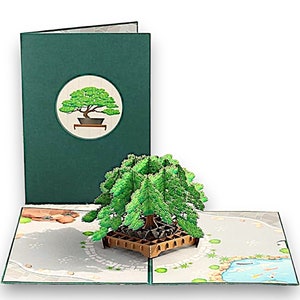 BONSAI PINE TREE-pop-upkaart - 3D-kaart kracht en veerkracht - kaart uitdagingen overwinnen - kaart Zen Harmony - beterschapskaart - Japanse kaart
