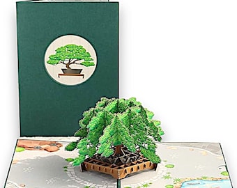 3D Bonsai Pine Tree Card: Zen Garden Gift