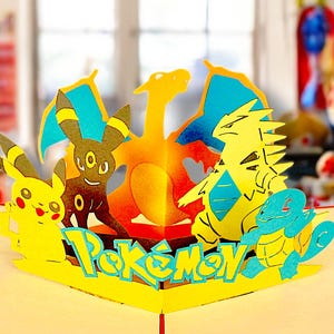 Pokepop! - Cartão Pop-up POKÉMON - Charmander 3D - Cartão de Aniversário Squirtel - Pikachu e Amigos -