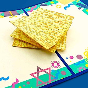 Carte pop-up juive SHABBAT SHALOM - craquelins de matzoh 3D - joyeux Seder, Shabbat, Pessa'h, Hanoucca - Bubbe & Zayde - Gut Yontif - Carte yiddish
