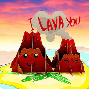 I LAVA YOU - Vulkan Pop Up Karte - Geschmolzener Valentinstag - Lava Liebe - Verlobung - Paar Karte - Überfließende Liebe - Heiße Leidenschaft - Du bist heiß!