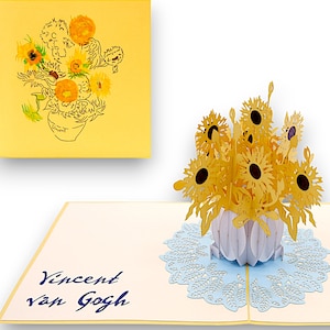 Biglietto 3D con GIRASOLI di VAN GOGH - Biglietto pop-up di un famoso artista - Biglietto con girasoli - Biglietto di Vincent Van Gogh - Biglietto di gratitudine - Biglietto d'auguri con belle arti