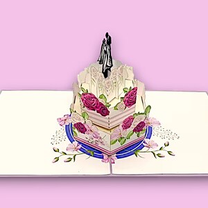Gâteau de mariage carte pop-up - jeunes mariés - shower de bébé - fiançailles - jeunes mariés - dîner de répétition - carte d'anniversaire - félicitations