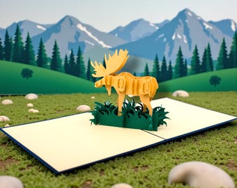 Moose on the Loose - Canadian Moose Pop-Up Card – Handmade 3D Wildlife Greeting for Nature Lovers
