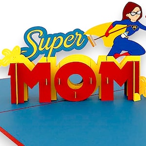 SUPERMOM ist eine SUPERHELD Pop Up Karte - 3D Muttertag Super Mom Karte - Mama ist ein Superheld Karte - 3D Pop Up Karte für Frau, Mutter oder Tochter