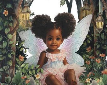 3D Black Girl Fairy Angel Card – Afro Puffs Birthday Gift for Girls Daughter Granddaughter Niece Goddaughter, for ages 3,4,5,6,7,8,9,10