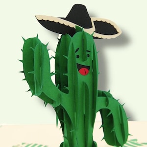 Carte pop-up SEÑOR CACTUS - Saguaro Sombrero 3D - Carte mexicaine très amusante - Restez net - Ne soyez pas un con - Joyeux anniversaire Amigo, Stuck on You