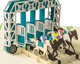 Pop Up Karte Pferderennen – Kentucky Derby, Triple Crown, Belmont Stakes, Geschenk für einen Rennfan