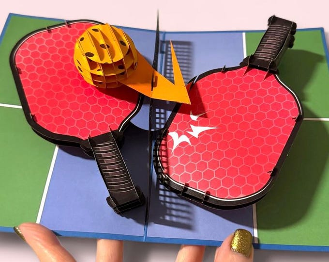 3D Pickleball Pop-Up Card: Dink! Funny Gift for Pickleball Players, Paddle Tennis