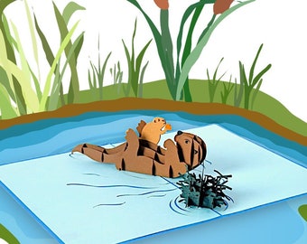 We Need EACH OTTER - Nature Pop Up Card - You are my Significant Otter -