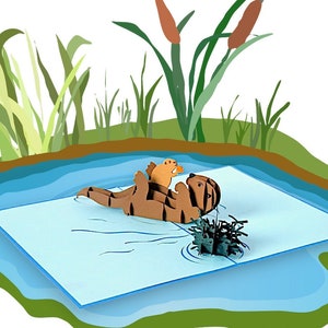 Precisamos de cada lontra - Cartão pop-up da natureza - Você é minha lontra significativa -