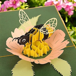 BIENEN & BLUMEN Pop Up Geburtstagskarte - Let it Bee Pop Up Karte - 3D Gänseblümchen und Bienen Karte - Hummel Grußkarte - Rettet die Bienen Karte - Gärtner